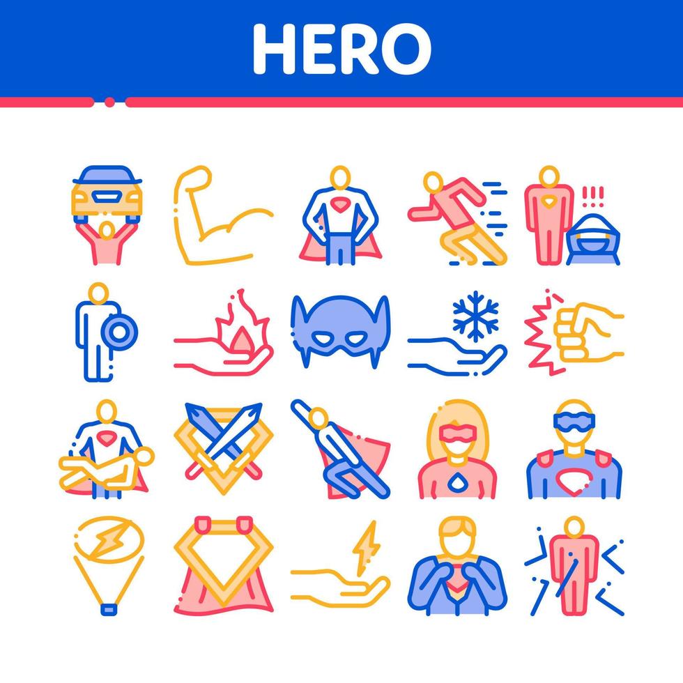 Super Hero Collection Elements Icons Set Vector