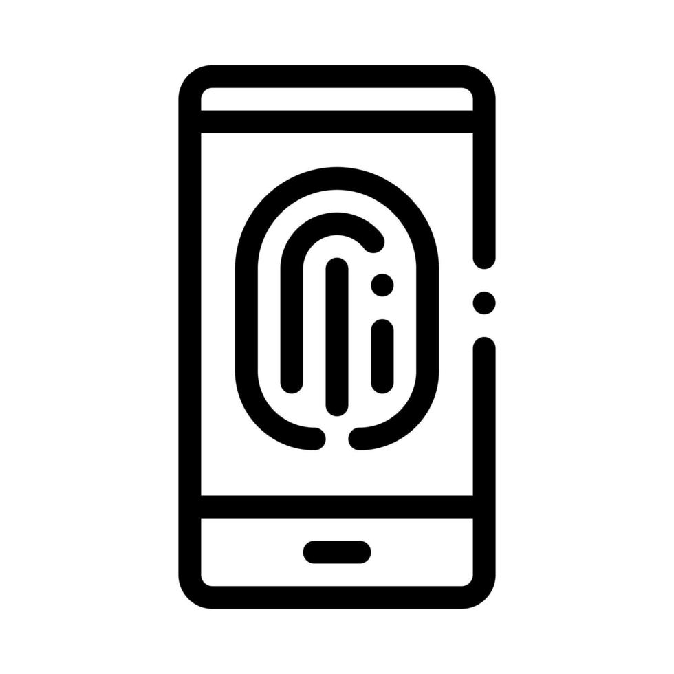 Scan Fingerprint in Phone Icon Vector Outline Illustration