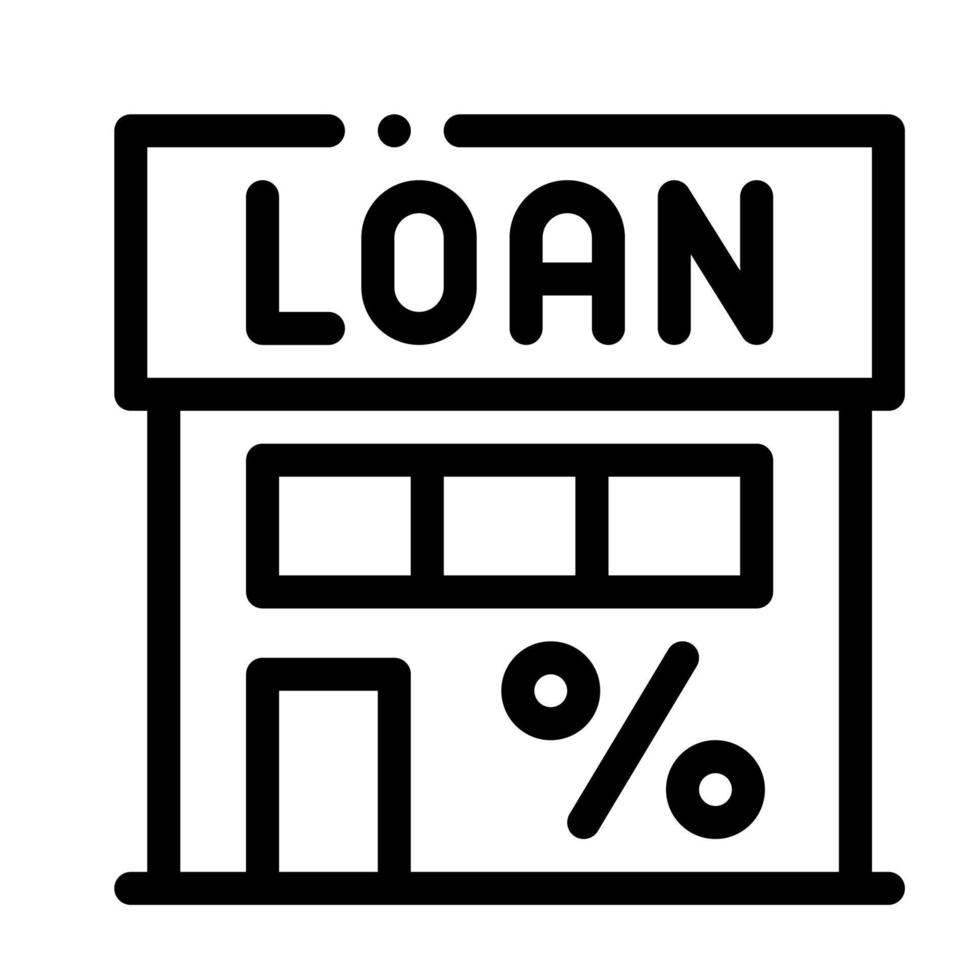 Loan Percent Building Icon Vector Outline Illustration