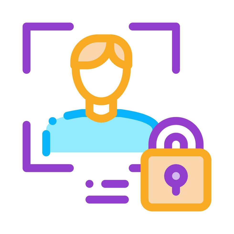 Human Lock Security Icon Vector Outline Illustration