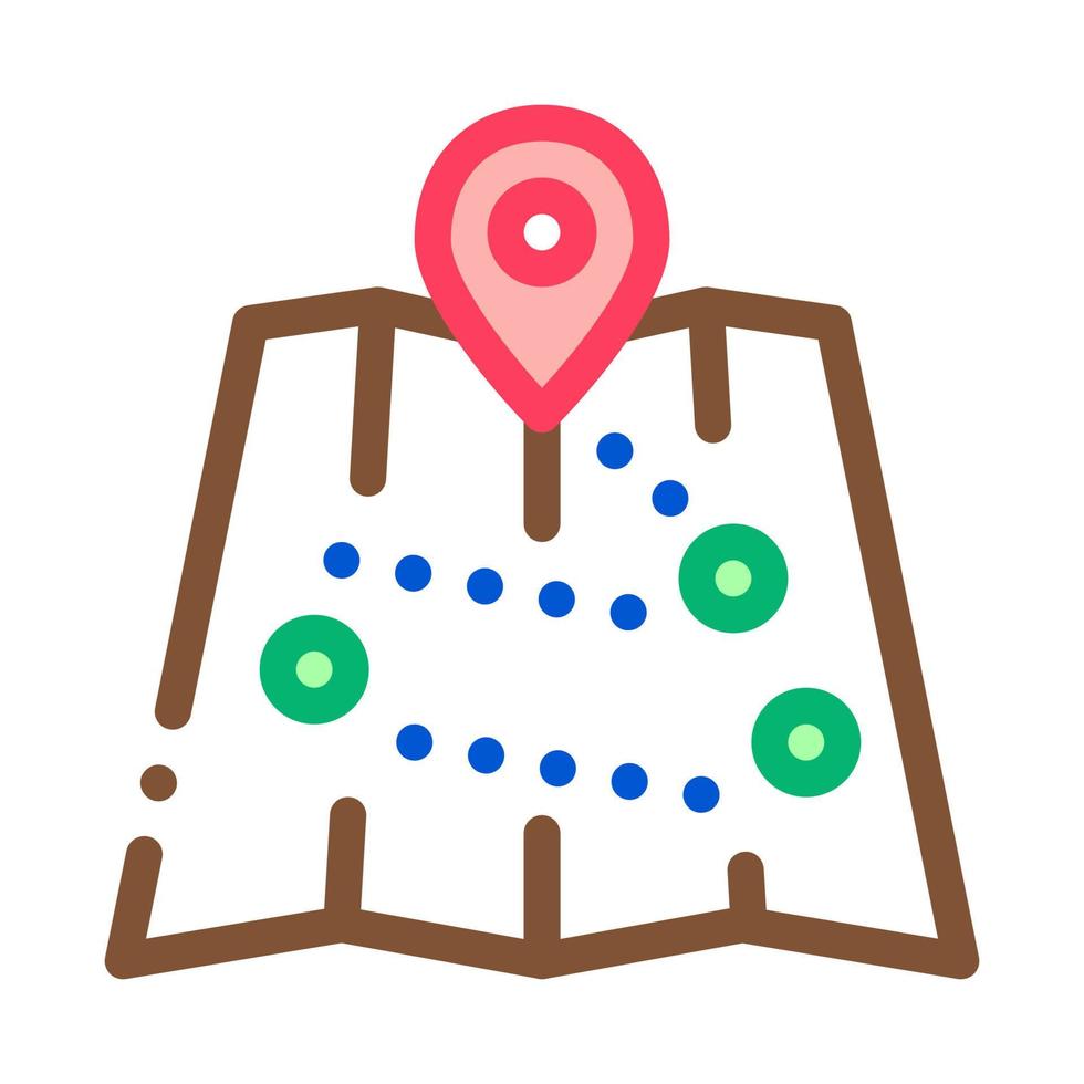 mapa turístico con ubicaciones icono vector ilustración de contorno