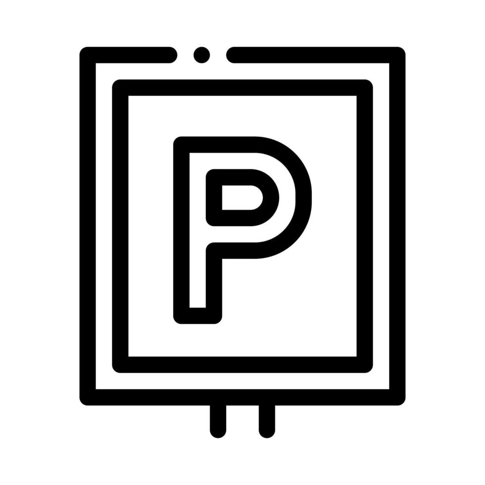 Parking Sign Icon Vector Outline Illustration