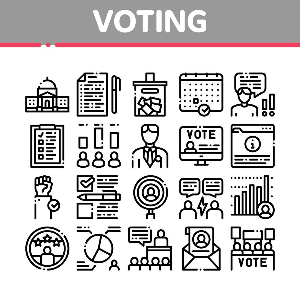 conjunto de iconos de colección de votación y elección vector