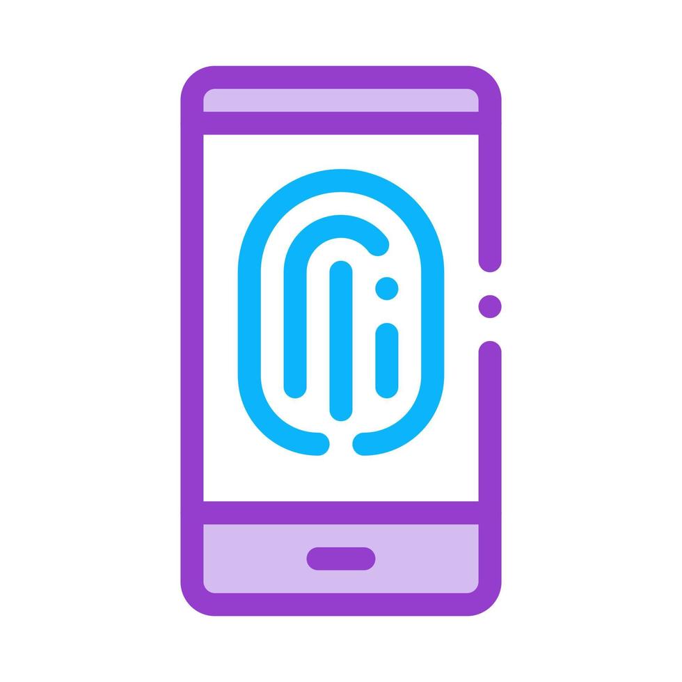 Scan Fingerprint in Phone Icon Vector Outline Illustration