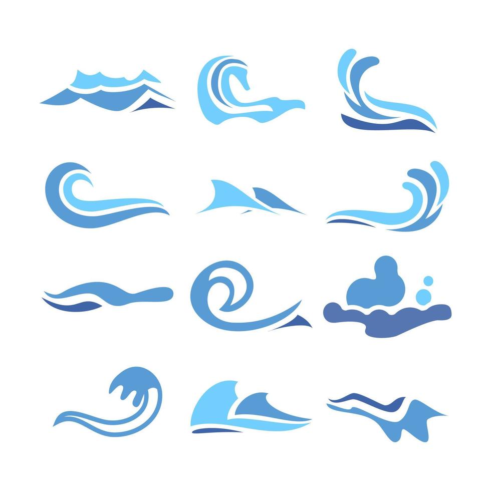 Wave Water Icon Set Vector. Flowing Water Elements. Isolated Illustration vector