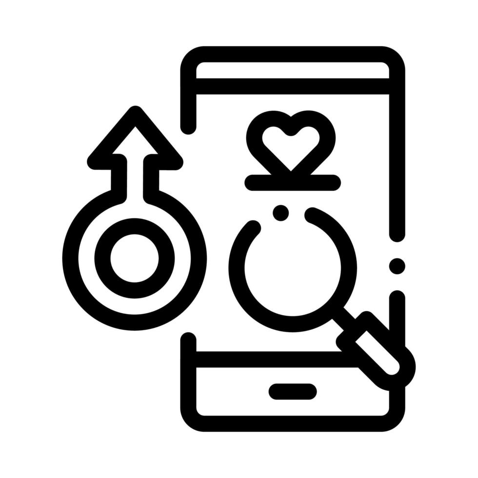 Male Love Search Icon Vector Outline Illustration
