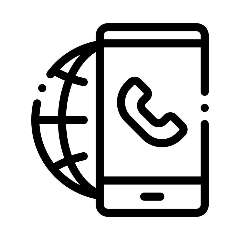 Voip Smartphone Internet Connection Icon Vector Outline Illustration