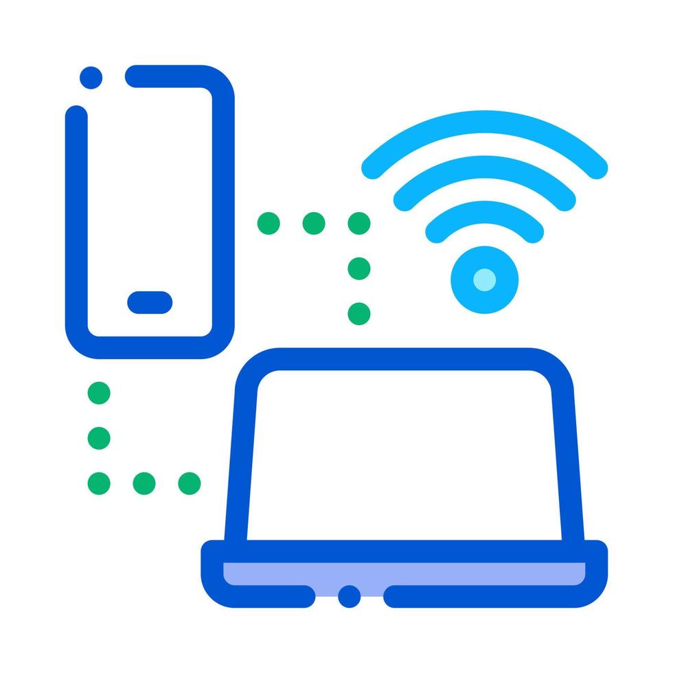 Smartphone and Laptop Wi-Fi Connection Icon Vector Outline Illustration