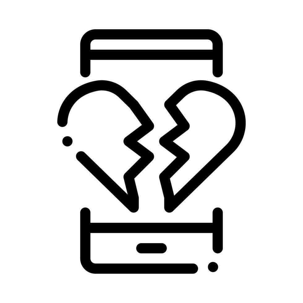 Broken Heart Icon Vector Outline Illustration