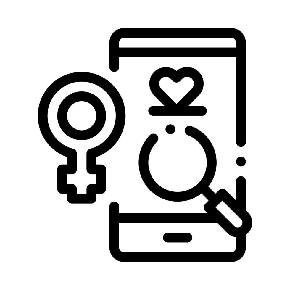 Female Love Search Icon Vector Outline Illustration