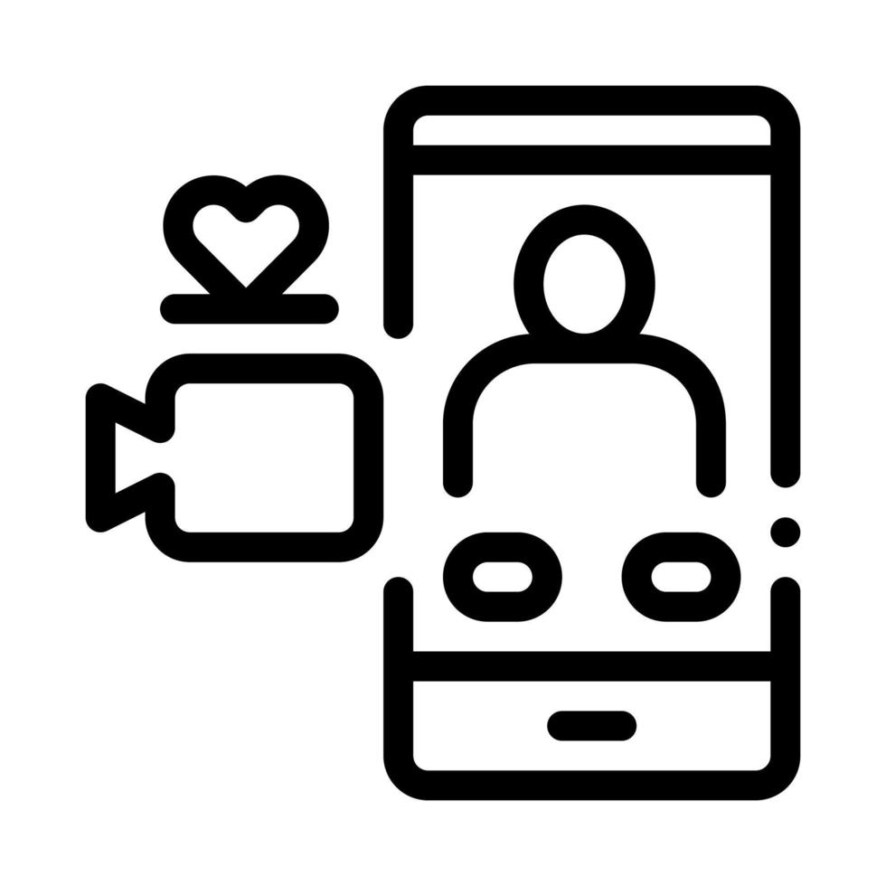 Romantic Video Calling Icon Vector Outline Illustration