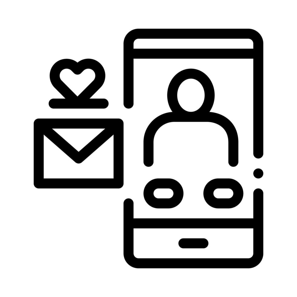 Romantic Message Icon Vector Outline Illustration
