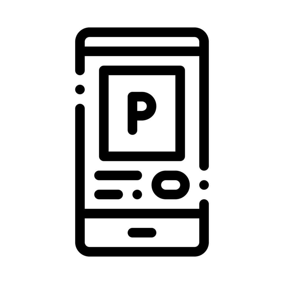 Parking Application in Phone Icon Vector Outline Illustration
