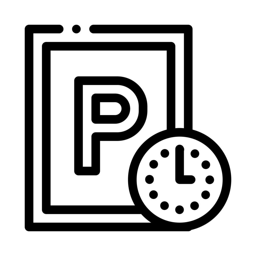 Parking Time Icon Vector Outline Illustration