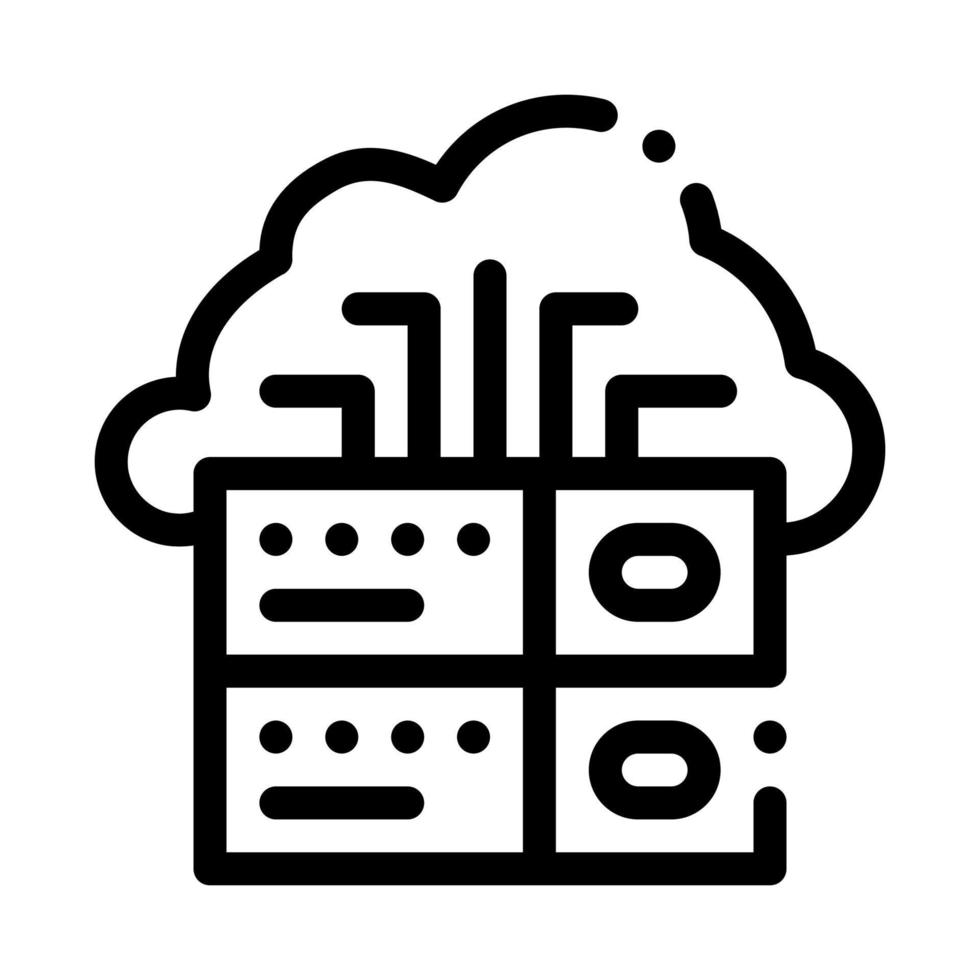 ilustración de contorno de vector de icono de sistema digital de nube de voip