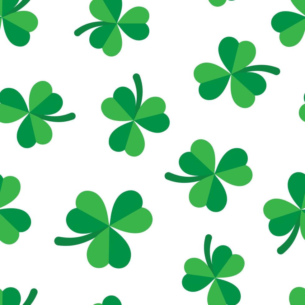 Four leaf clover icon in flat style. St Patricks Day vector illustration on white isolated background. Flower shape seamless pattern business concept.