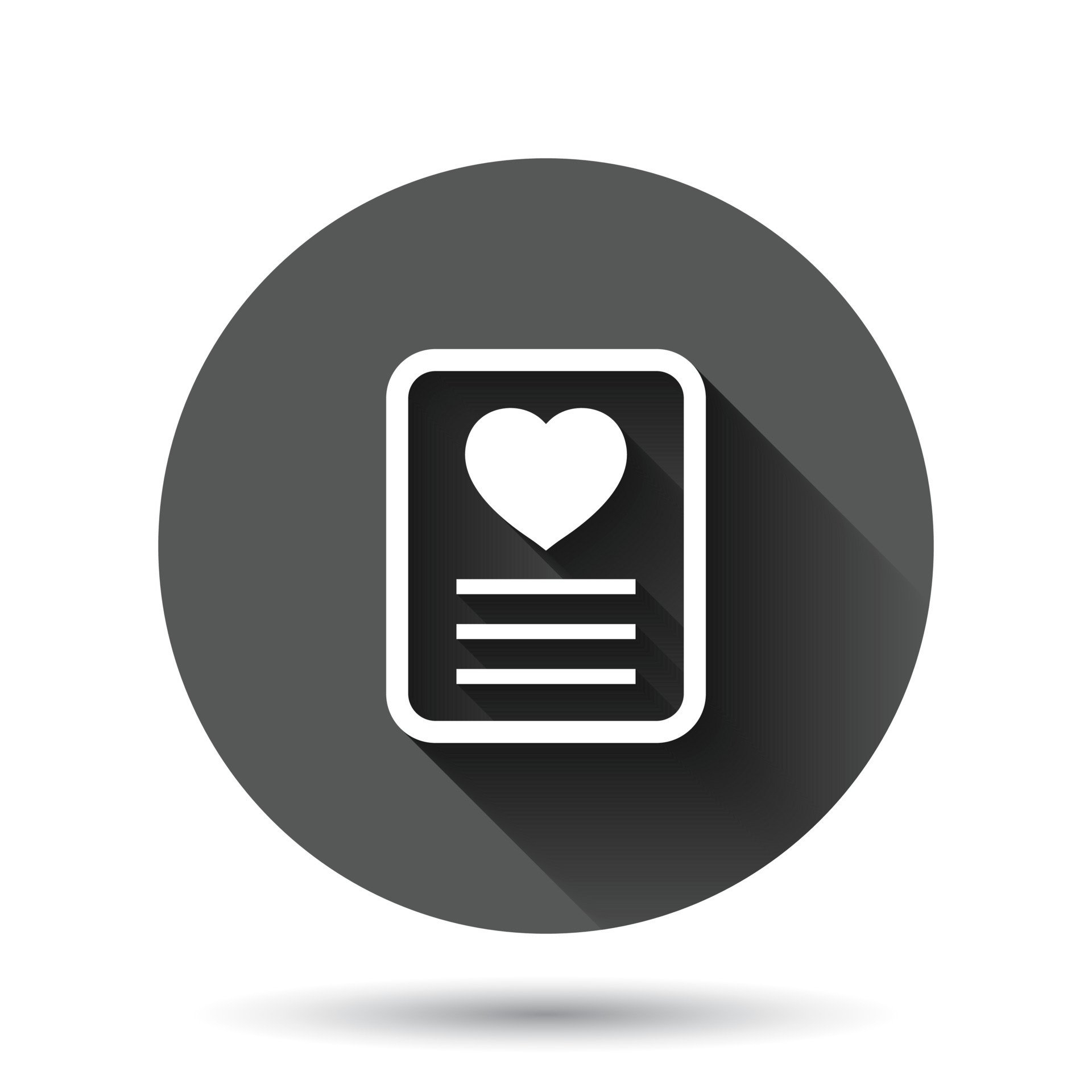 Wishlist icon in flat style. Like document vector illustration on black