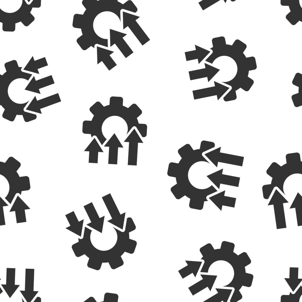 Improvement icon in flat style. Gear project vector illustration on white isolated background. Productivity seamless pattern business concept.