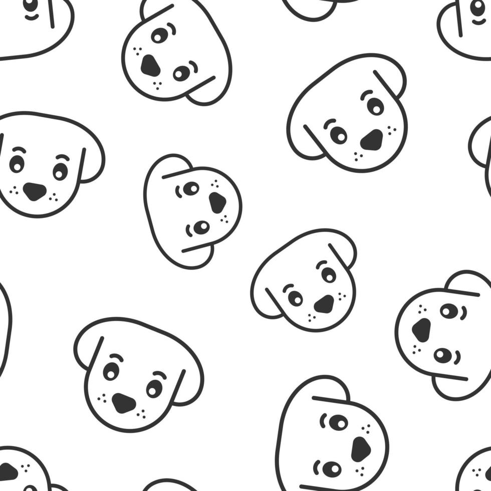 Dog head icon in flat style. Cute pet vector illustration on white isolated background. Animal seamless pattern business concept.