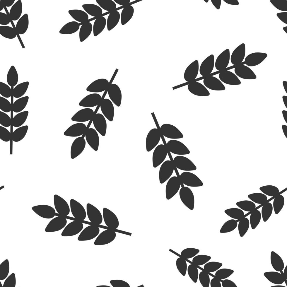Wheat icon in flat style. Barley vector illustration on white isolated background. Harvest stem seamless pattern business concept.