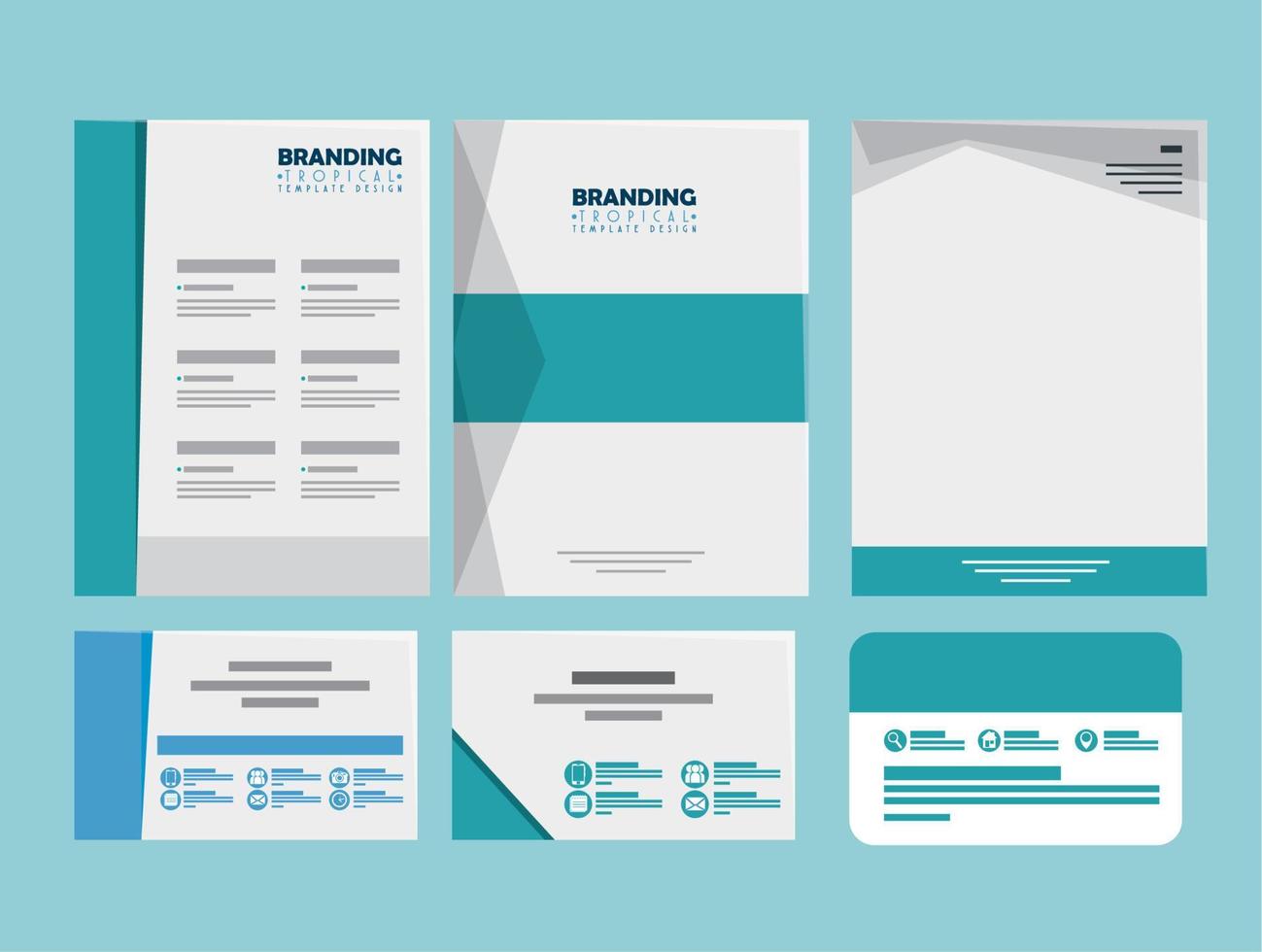 set of business papers documents and card style vector