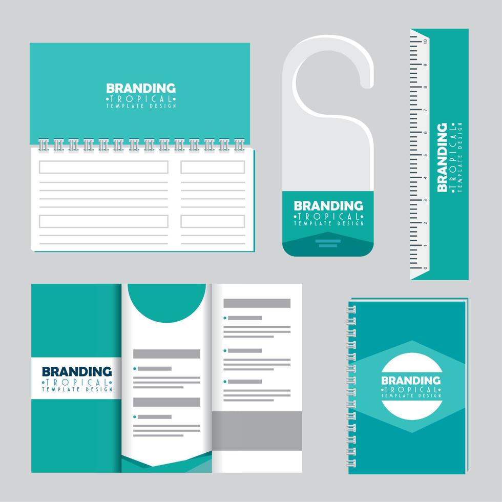 set of business notebook with brochure and door label vector