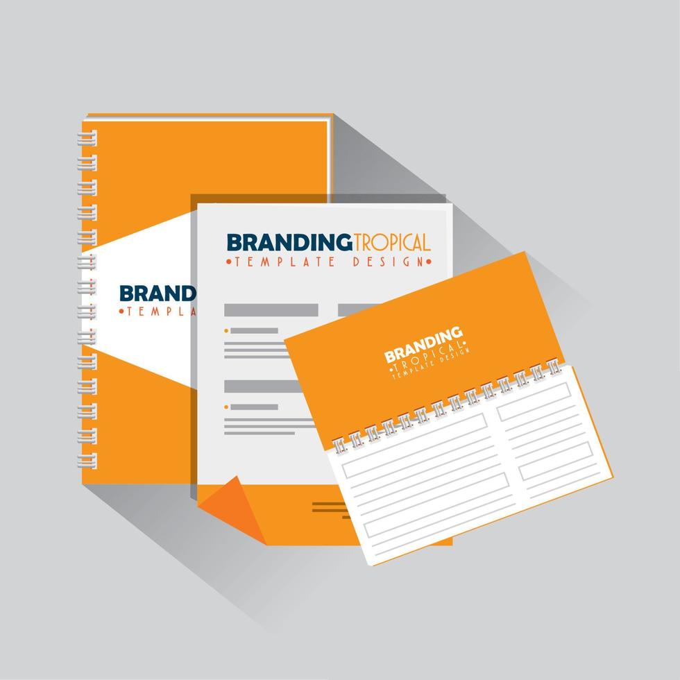 business papers documents with notebook product vector