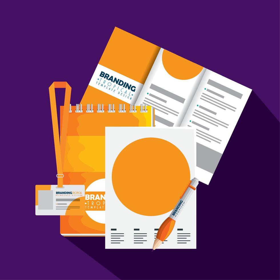 business brochure with business license and paper document vector