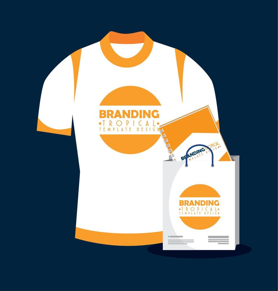 fashion shirt product with notebook inside bag vector