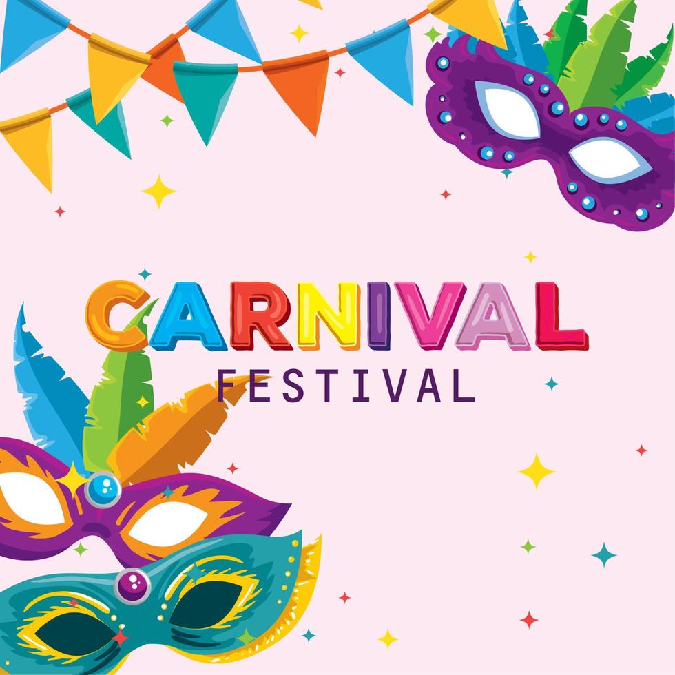 festival maks with feathers decoration and party banner vector