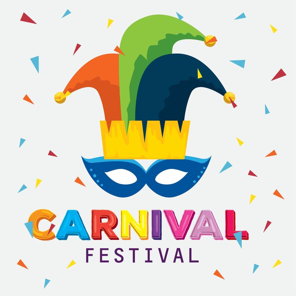 carnival mask with joker hat decoration to festival celebration vector