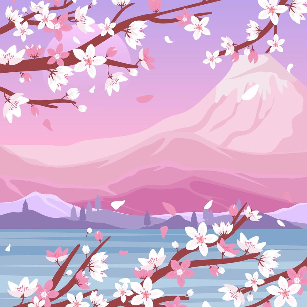 Pink Peach Blossom in Spring vector