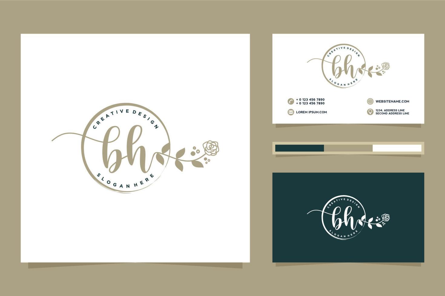 Initial BH Feminine logo collections and business card templat Premium Vector