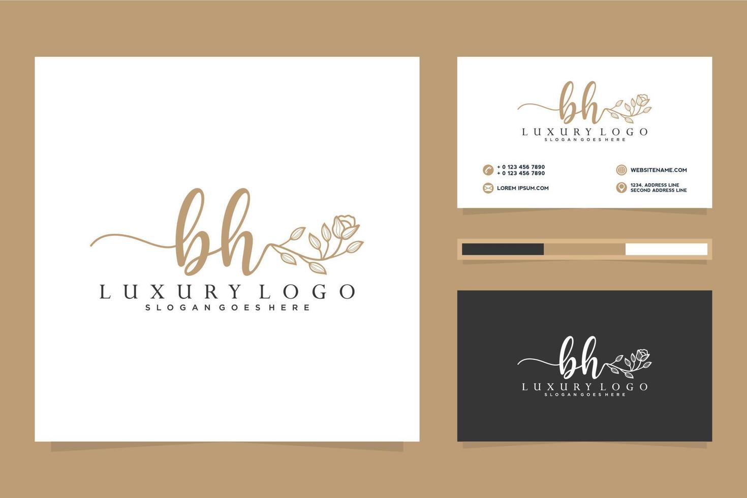 Initial BH Feminine logo collections and business card templat Premium Vector