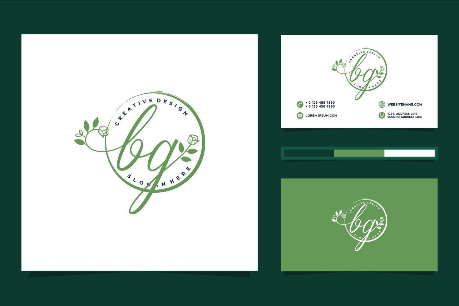 colecciones iniciales de logotipos femeninos bg y vector premium de plantilla de tarjeta de visita