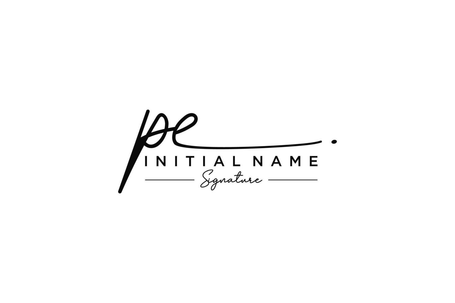 Initial PE signature logo template vector. Hand drawn Calligraphy lettering Vector illustration.