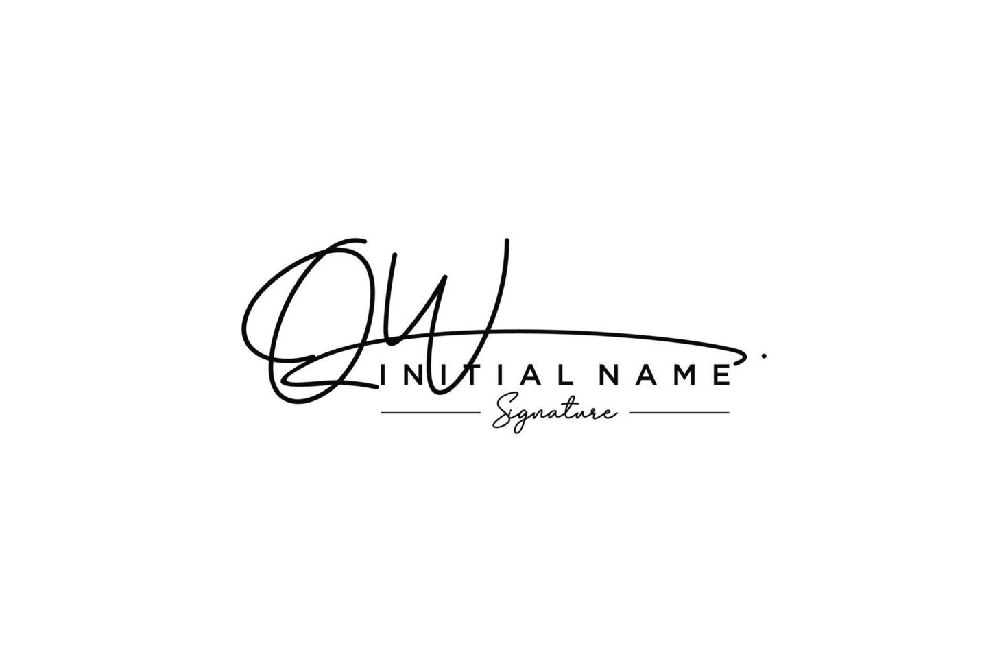 vector de plantilla de logotipo de firma qw inicial. ilustración de vector de letras de caligrafía dibujada a mano.