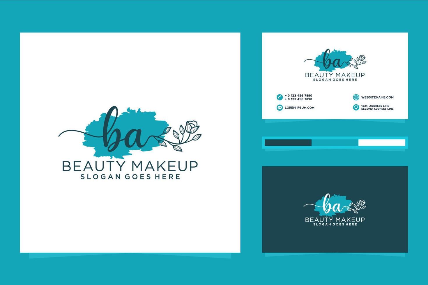 Initial BA Feminine logo collections and business card templat Premium Vector