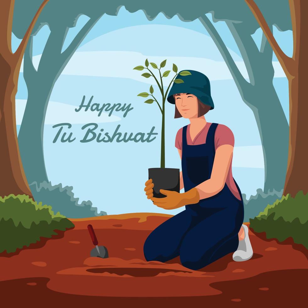 Girl Planting A Tree vector