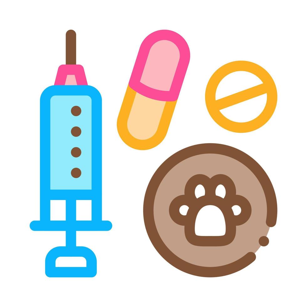 ilustración de contorno de vector de icono de medicamentos para mascotas