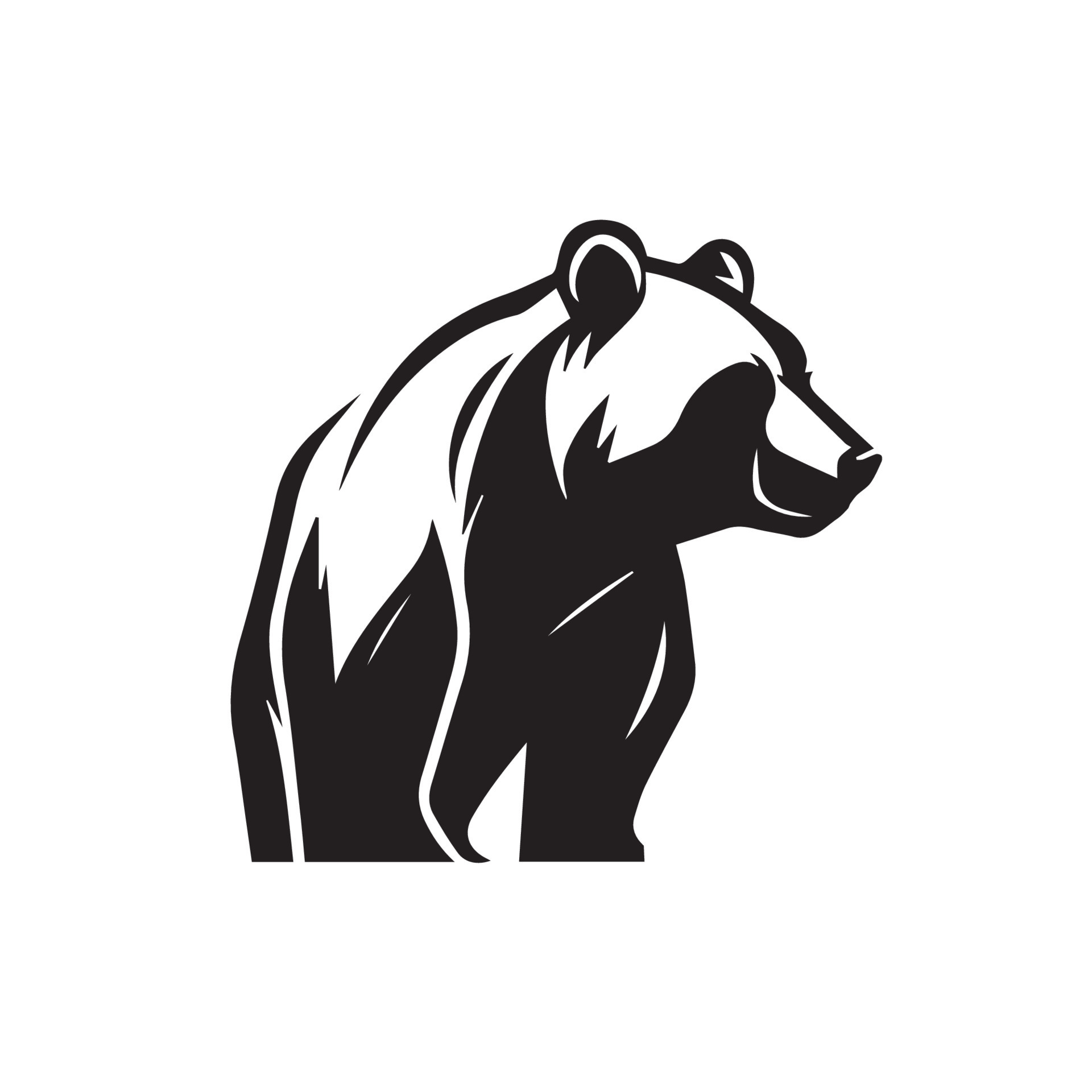 Bear icon logo. Minimal modern black and white vector illustration
