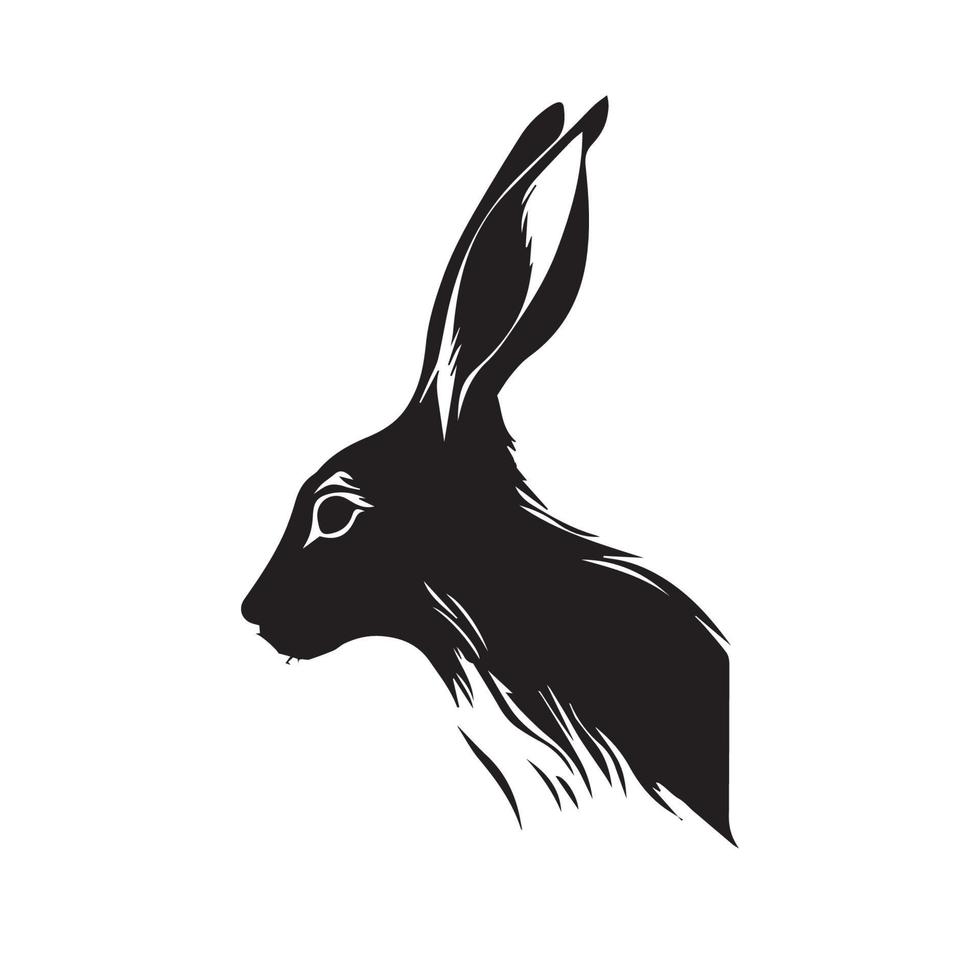 Minimal rabbit vector illustration. Hare icon of wild bunny animal. Simple modern logo.