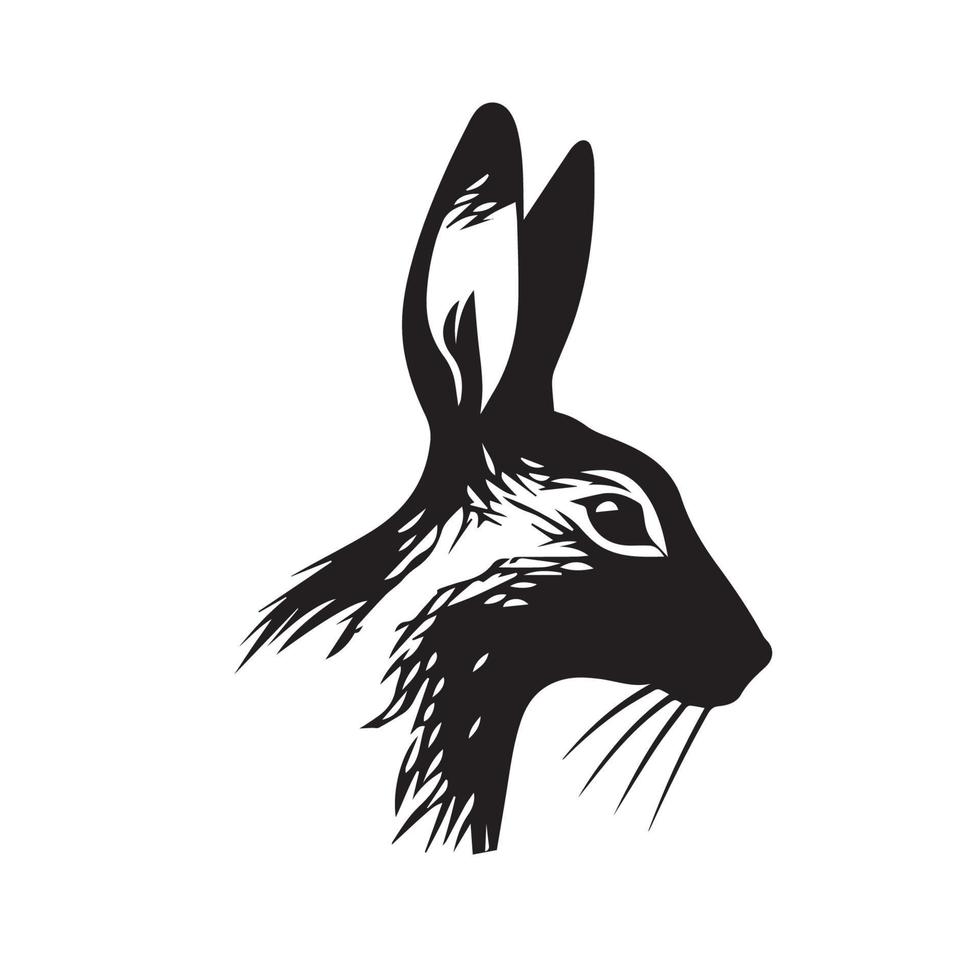 Minimal rabbit vector illustration. Hare icon of wild bunny animal. Simple modern logo.
