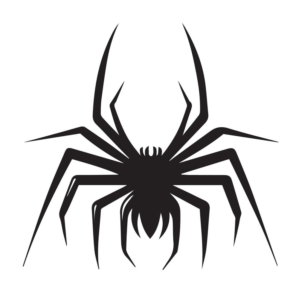 Simple minimal spider vector icon. Isolated insect. Black and white silhouette of bug. Modern design