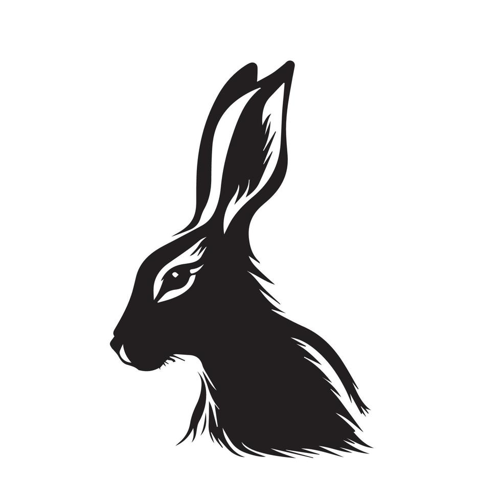 Minimal rabbit vector illustration. Hare icon of wild bunny animal. Simple modern logo.