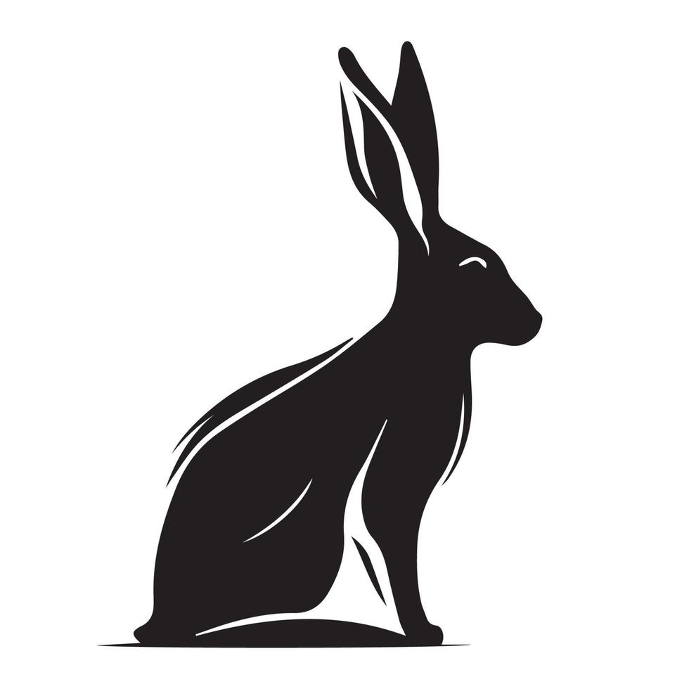 Minimal rabbit vector illustration. Hare icon of wild bunny animal. Simple modern logo.