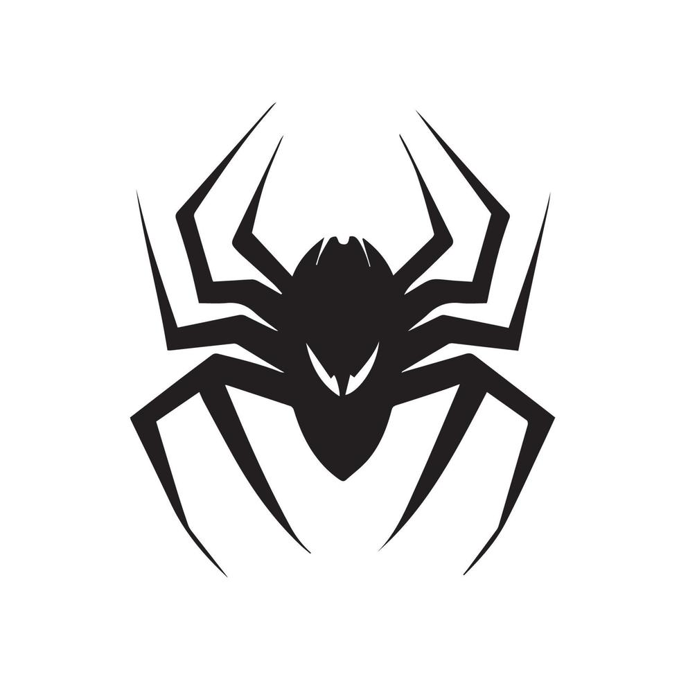 Simple minimal spider vector icon. Isolated insect. Black and white silhouette of bug. Modern design