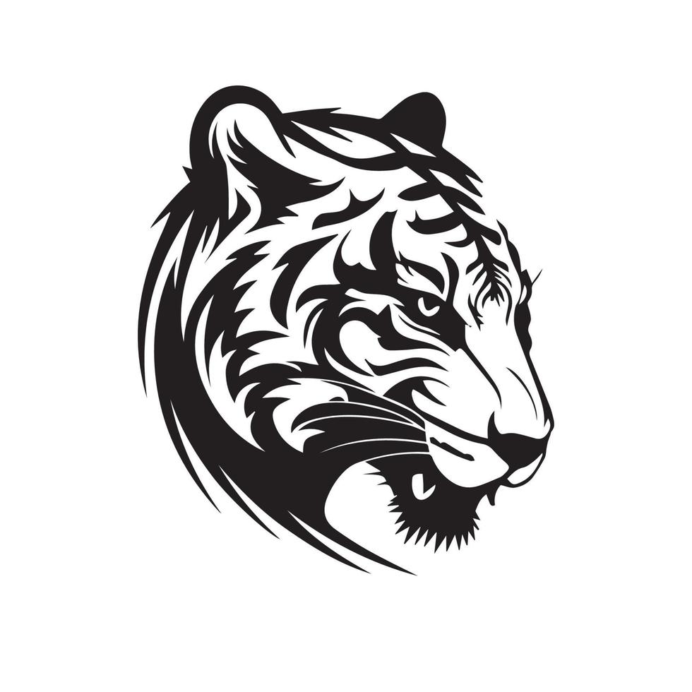 Tiger head minimal vector icon. Isolated predator illustration. Mascot silhouette of wild animal.