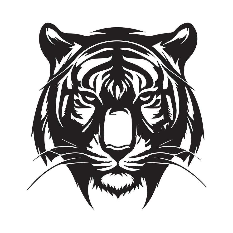 Tiger head minimal vector icon. Isolated predator illustration. Mascot silhouette of wild animal.