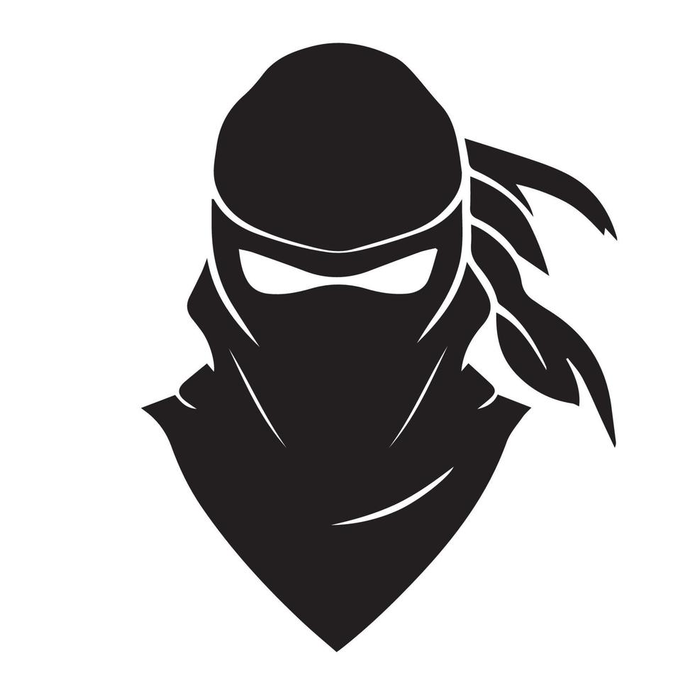 Ninja vector icon. Simple minimal logo of hooded assassin. Isolated japanese warrior idea of stealth